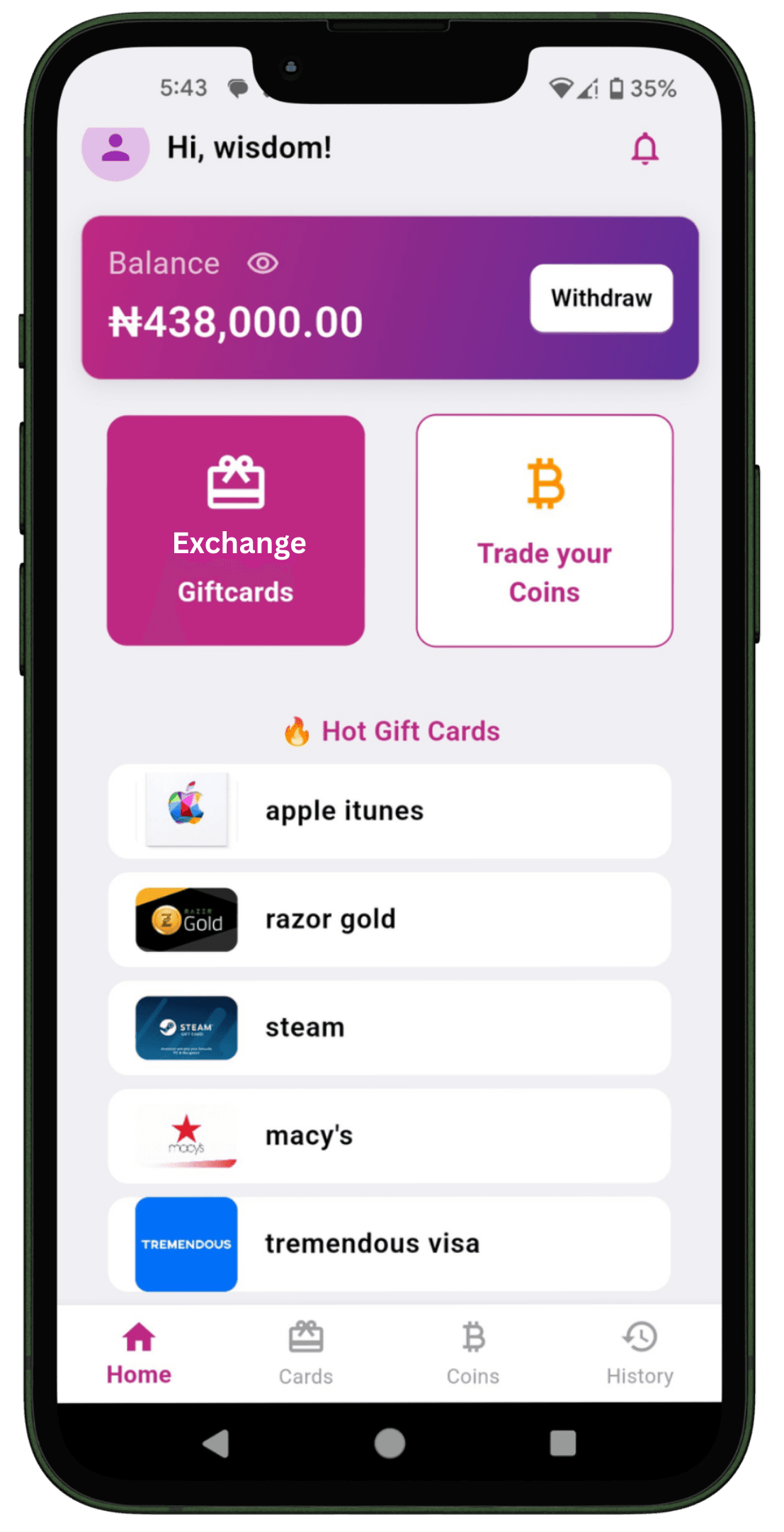 Legit Cards Mobile App